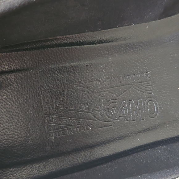 SALVATORE FERRAGAMO: Sleek Black Pointed Low Wedge Heels - Picture 6 of 10